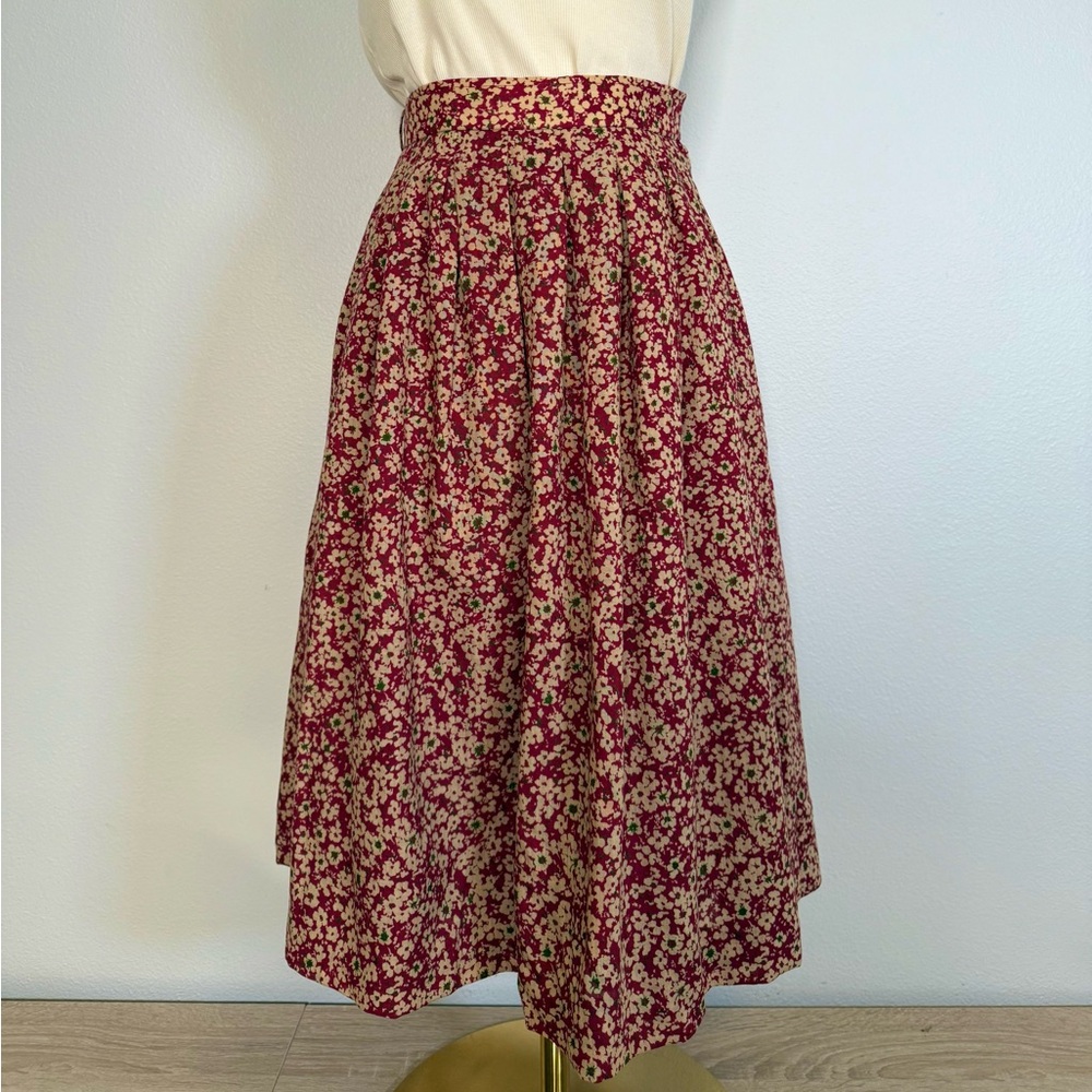 Vintage Christian Dior Pret-a-porter Red Floral A Line Skirt Women’s Sz M - Picture 7 of 8